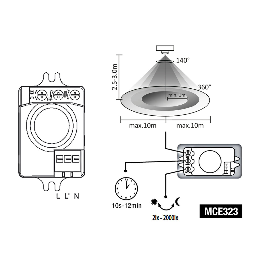 Mikrovlnný pohybový senzor soumraku Maclean Energy MCE323