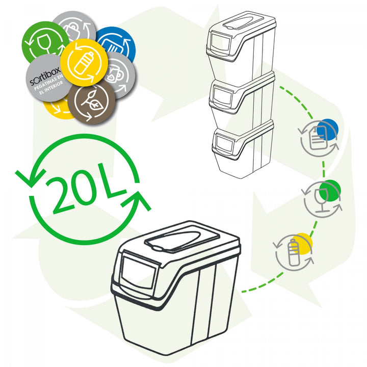 Sada segregačních košů Sortibox 3x20L ISWB20S3-405U - šedá