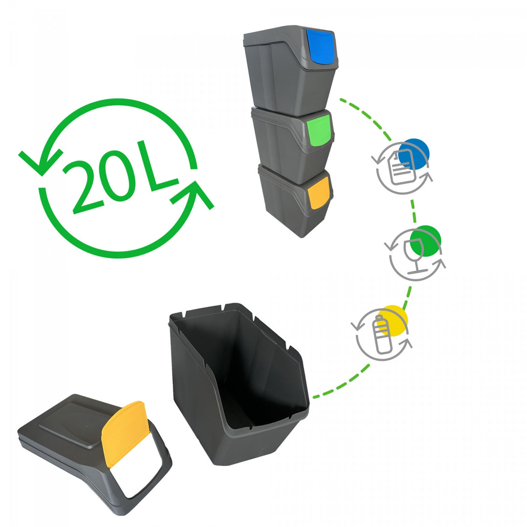 Sada segregačních košů Sortibox 3x20L ISWB20S3-405U - šedá