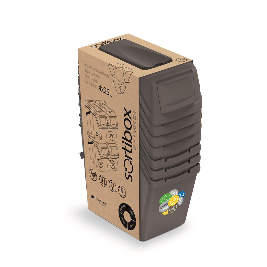 Sada segregačních košů 4x25L Sortibox ISWB25S4-405U - šedá