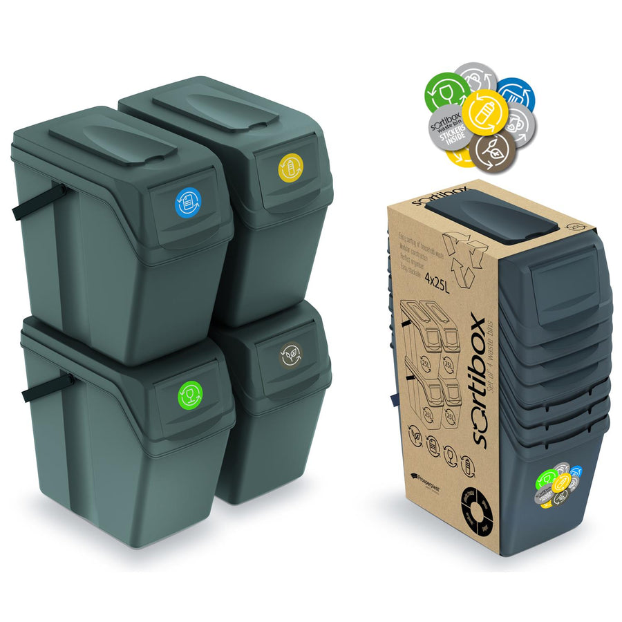 Sada segregačních košů 4x25L Sortibox ISWB25S4-405U - šedá