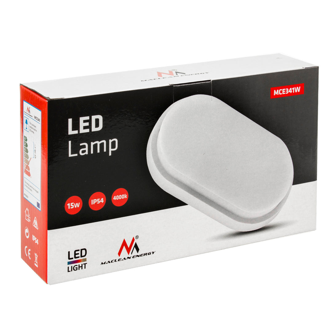 LED nástěnné a stropní svítidlo MCE341 W 1100lm 15W IP54 Maclean Energy přírodní bílá (4000K)