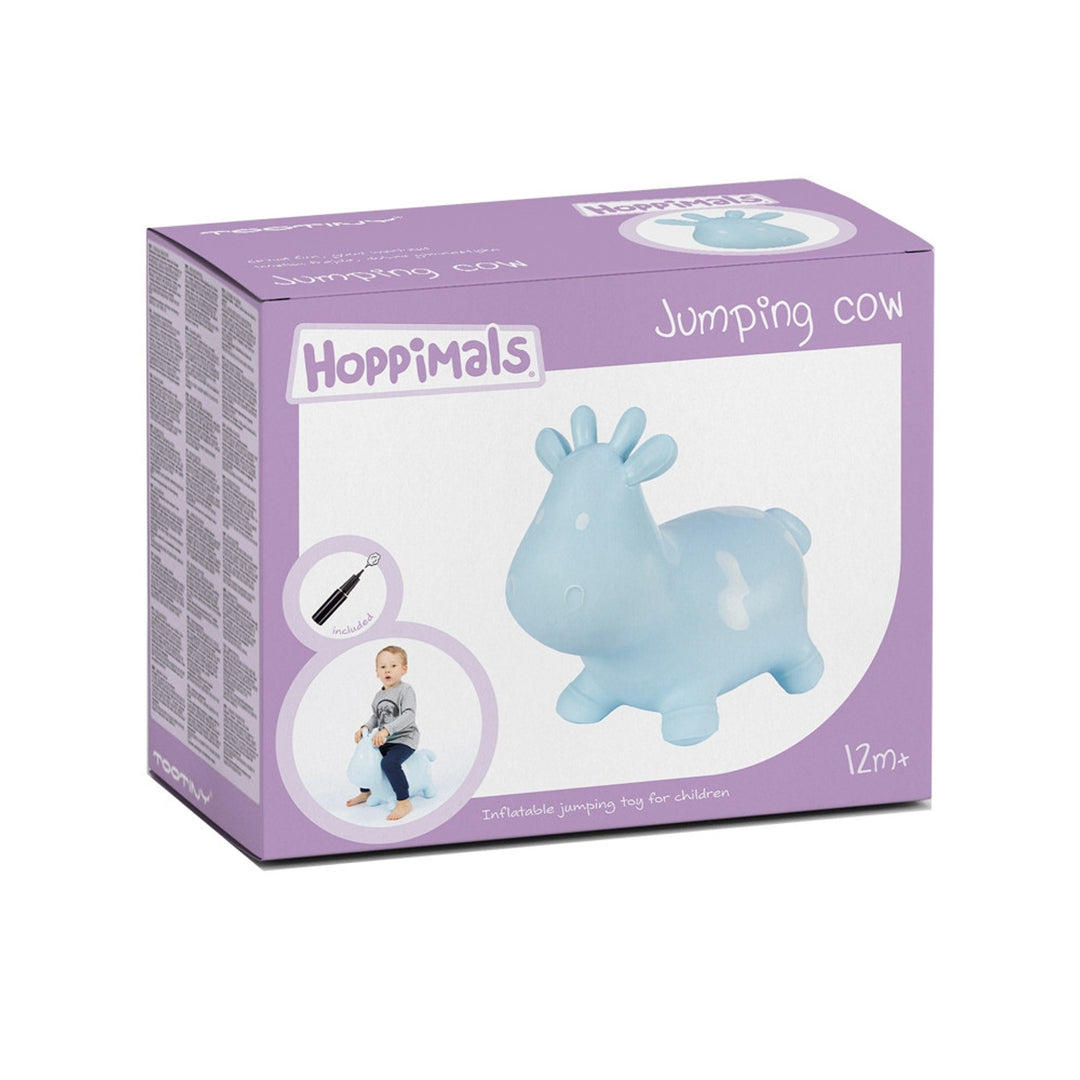 Gumové hopsadlo pro děti Hoppimals s pumpičkou - modrá kráva