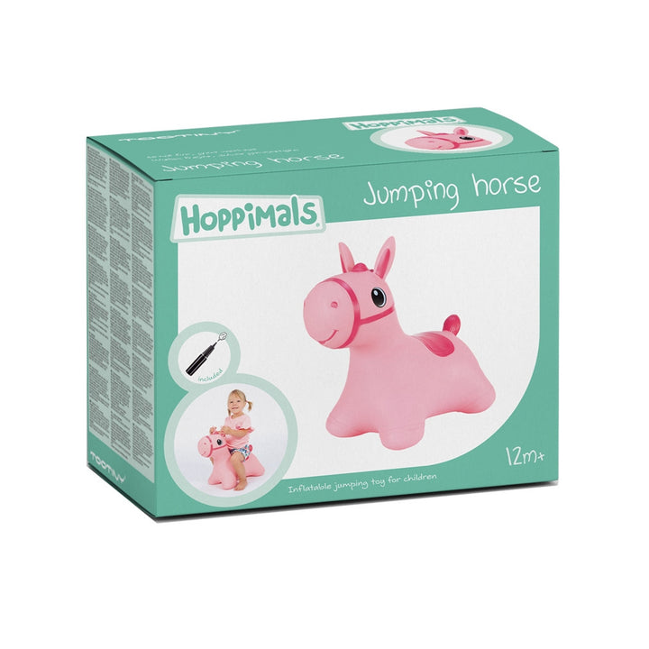 Gumové hopsadlo pro děti Hoppimals s pumpičkou - růžový kůň