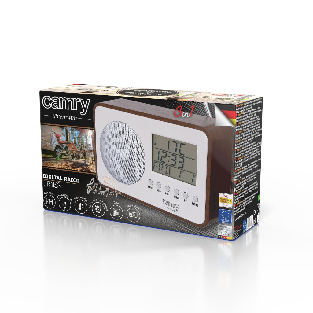 Digitální rádio Camry, retro, LCD displej, budík, CR 1153