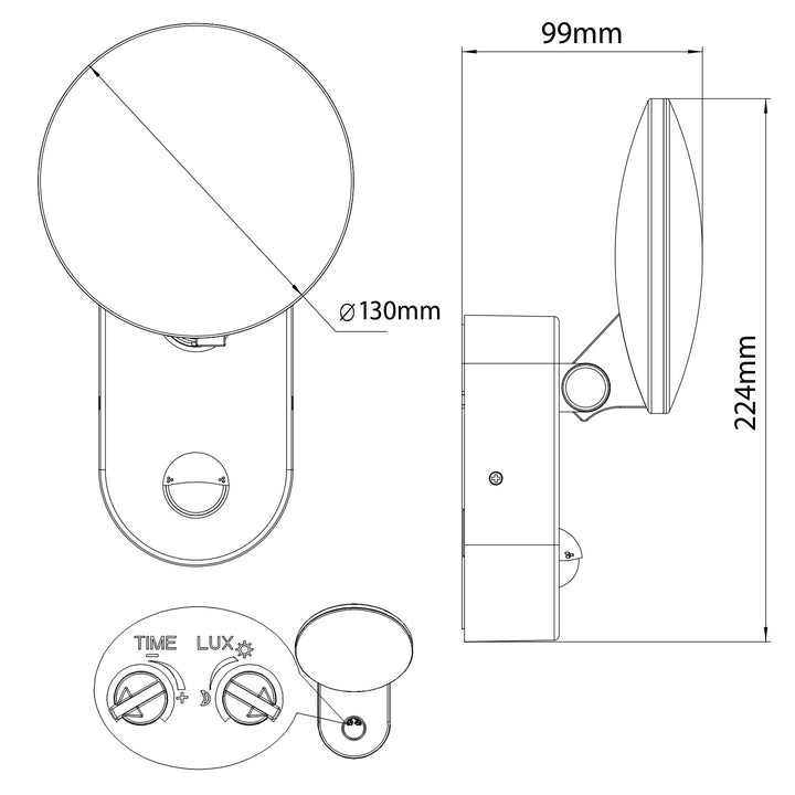 Nástěnná lampa LED s PIR pohybovým senzorem MCE367 neutrální bílá 15W (1100lm)