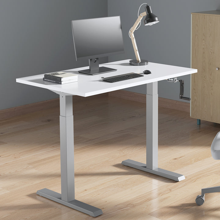 Kancelářský stůl Ergo Office, manuální nastavení výšky, max. 70 kg, max. výška 130 cm, bez desky stolu, bílý, ER-402 W