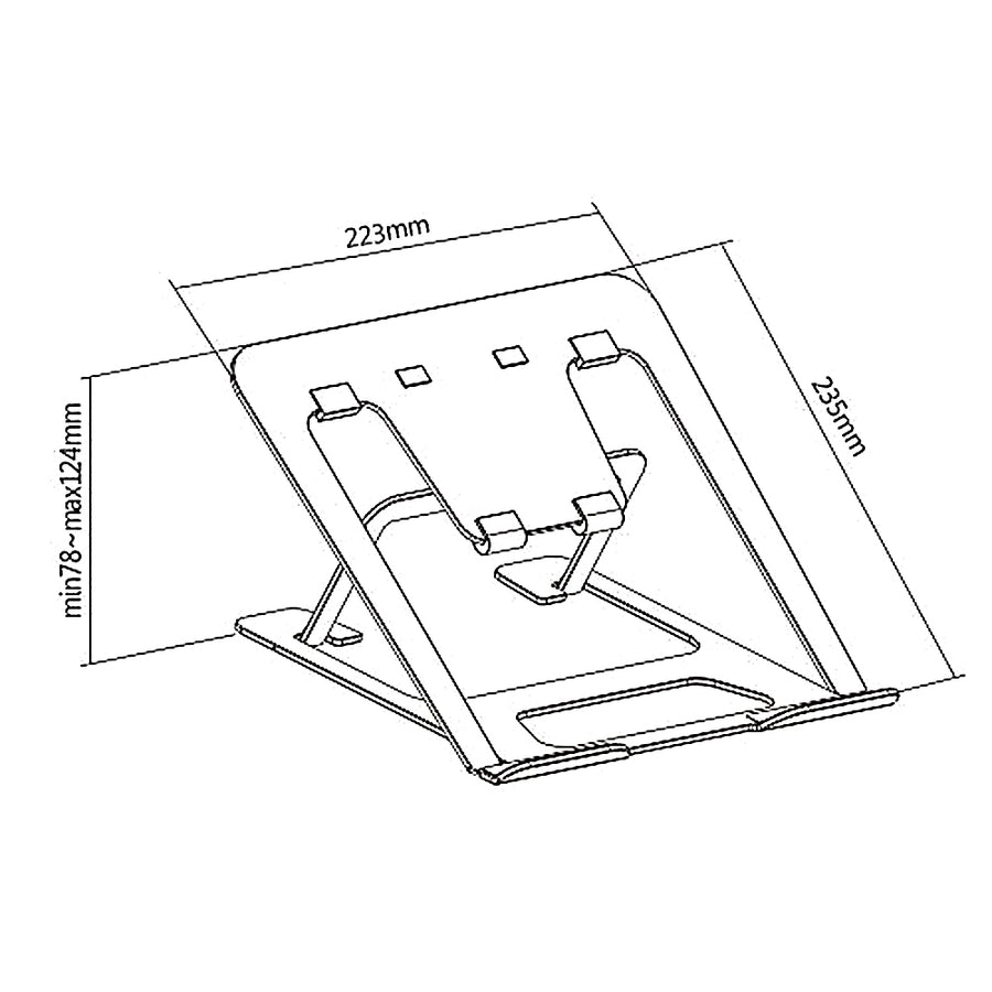ERGOOFFICE ER-416 B Hliníkový ultratenký skládací stojan na notebook, černý, vhodný pro 11-15'' notebooky