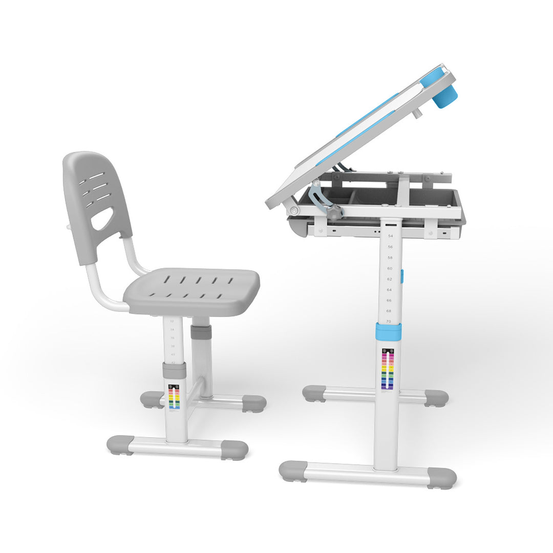 Ergo Office ER-418 Ergonomický dětský psací stůl se židlí a zásuvkou do 75 kg Školní psací stůl Výškově nastavitelný a naklápěcí