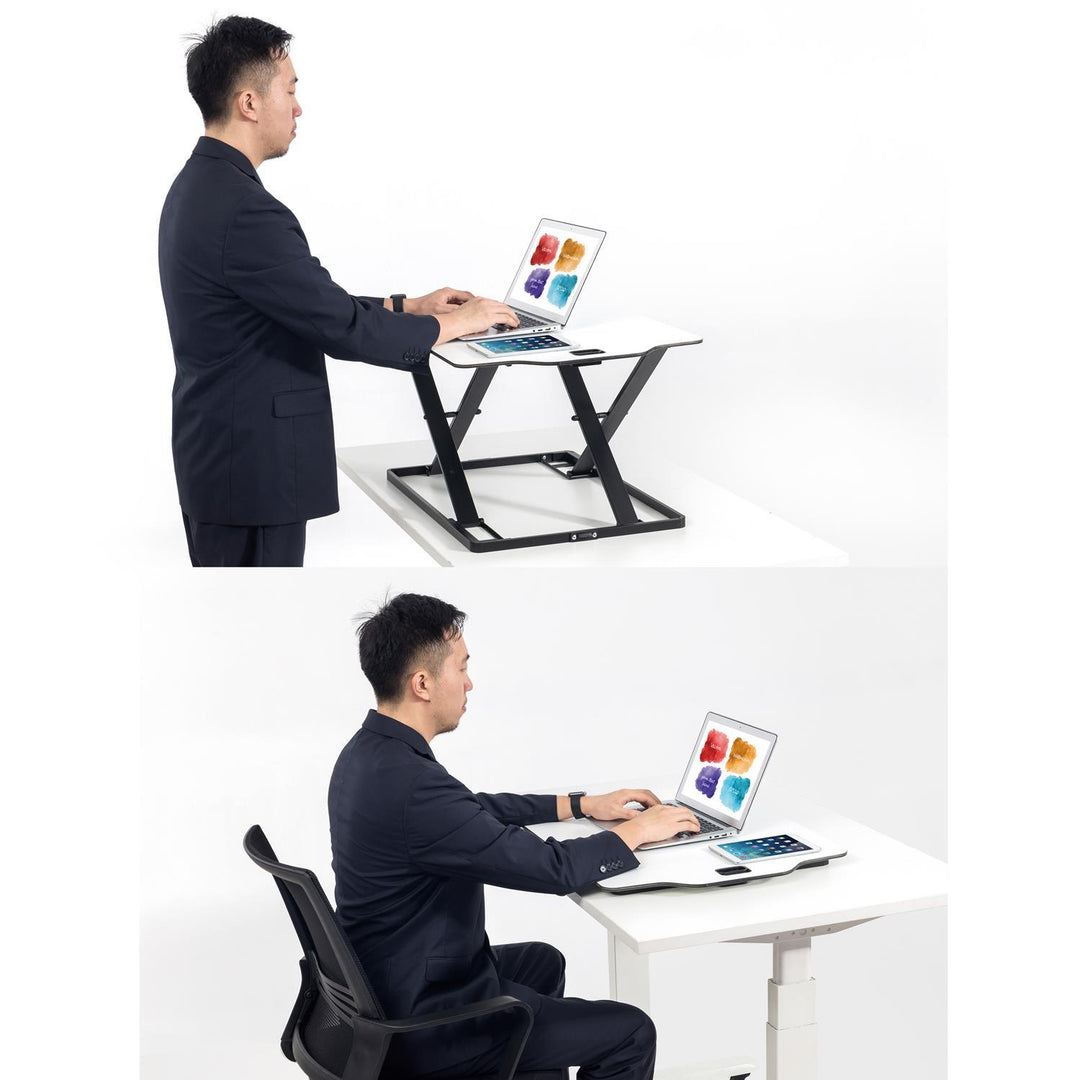 Ergo Office ER-420 Stůl vsedě Výškově nastavitelný nástavec na stůl s plynovým zdvihem Přestavník na monitor Notebook do max. 10 kg