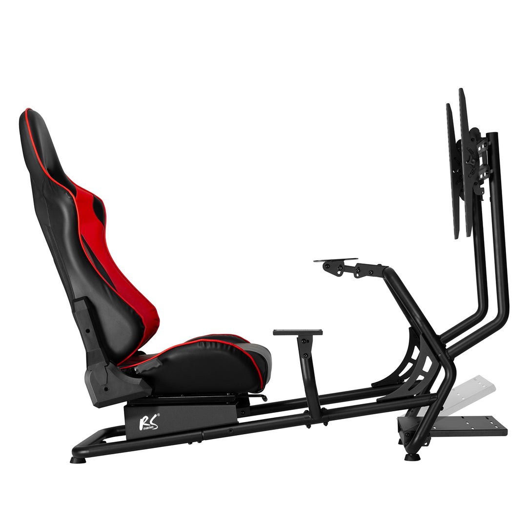 Kokpit závodního simulátoru 3 v 1 RS160 s potahem ze syntetické kůže 400x400 (simulační sedadlo + místo na volant + držák TV)