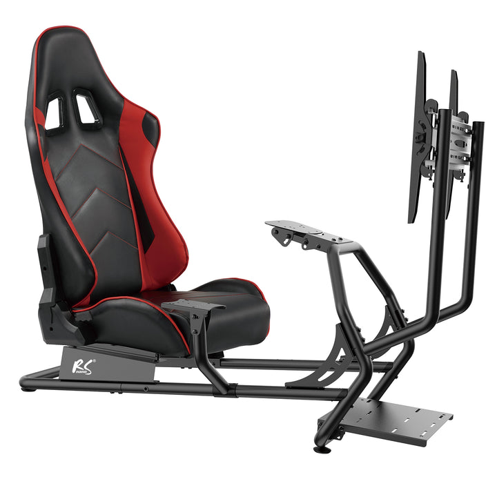 Kokpit závodního simulátoru 3 v 1 RS160 s potahem ze syntetické kůže 400x400 (simulační sedadlo + místo na volant + držák TV)
