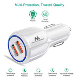 Nabíječka do auta QC 3.0 Maclean Energy MCE478 W - bílá QC 3.0 - 5V / 3A, 9V / 1,8A, 12V / 1,6A a 5V / 3,1A