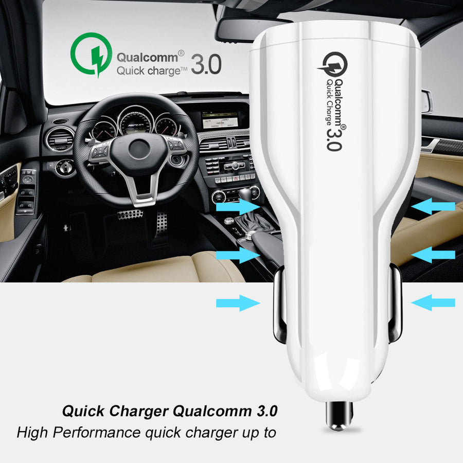 Nabíječka do auta QC 3.0 Maclean Energy MCE478 W - bílá QC 3.0 - 5V / 3A, 9V / 1,8A, 12V / 1,6A a 5V / 3,1A