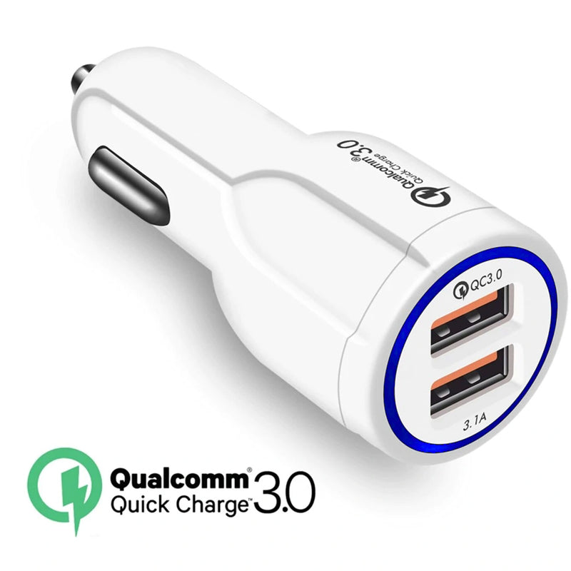 Nabíječka do auta QC 3.0 Maclean Energy MCE478 W - bílá QC 3.0 - 5V / 3A, 9V / 1,8A, 12V / 1,6A a 5V / 3,1A