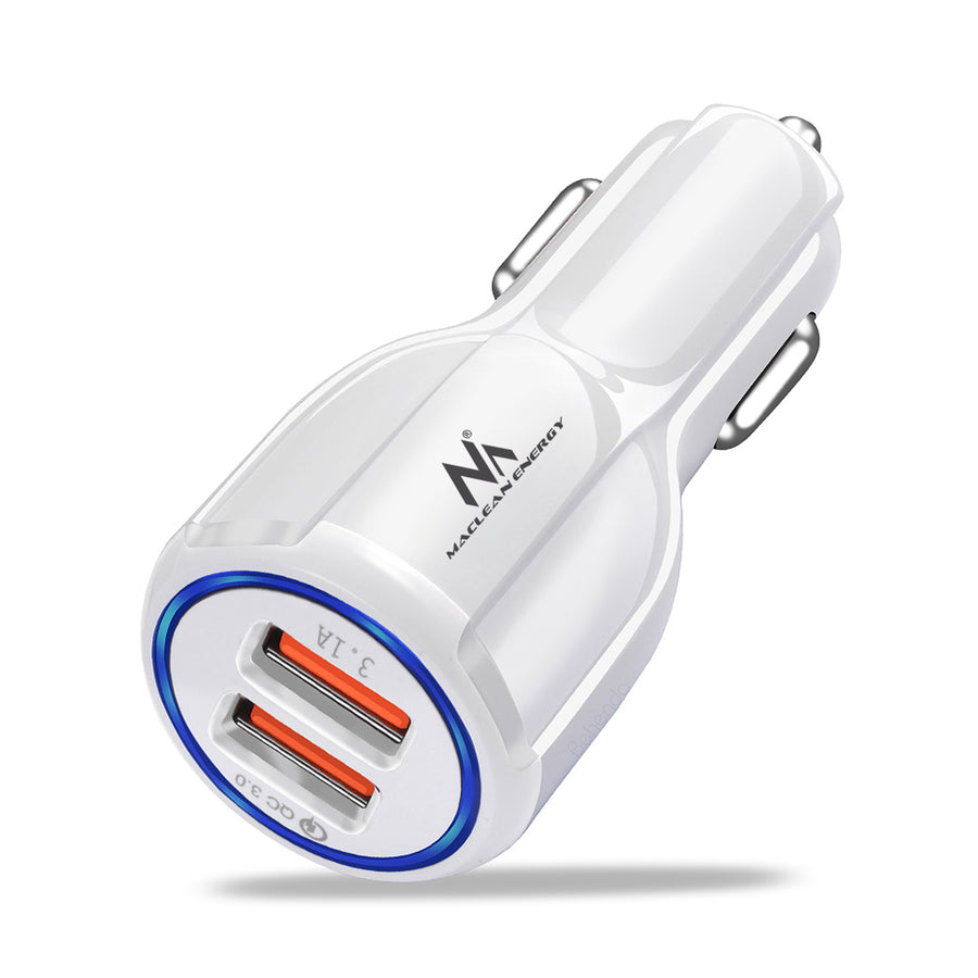 Nabíječka do auta QC 3.0 Maclean Energy MCE478 W - bílá QC 3.0 - 5V / 3A, 9V / 1,8A, 12V / 1,6A a 5V / 3,1A