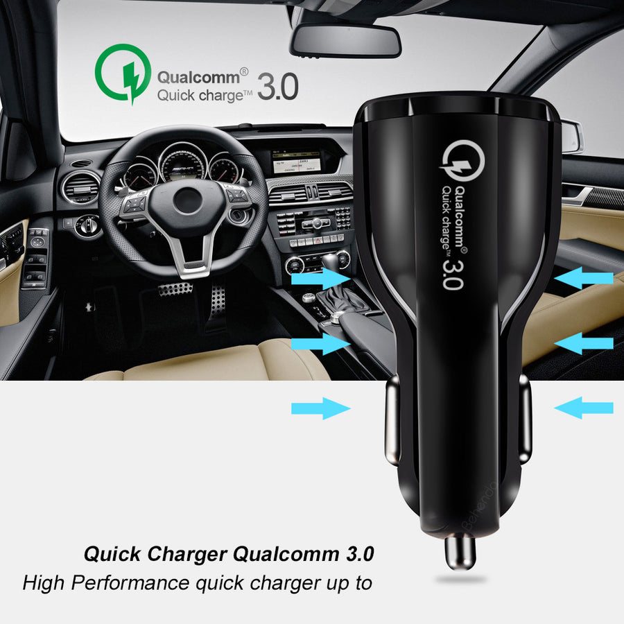 Nabíječka do auta QC 3.0 Maclean Energy MCE478 B - černá  QC 3.0 - 5V / 3A, 9V / 1,8A, 12V / 1,6A a 5V / 3,1A
