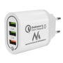 Rychlá nabíječka 1xQC 3.0 Maclean Energy MCE479 W - bílá Qualcomm Quick Charge QC 3.0 - 3,6-6VV / 3A, 6-9V / 2A, 9-12V / 1,5A a 2 zásuvky 5V / 2,1A