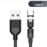 Magnetický kabel USB-C 1 m, úhlový, Maclean Energy  MCE474  v černé barvě, podporuje rychlé nabíjení 9 V/2 A, 5 V/3 A, nylonové opletení,