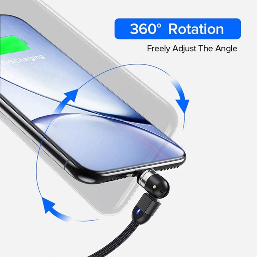 Magnetický kabel USB-C 1 m, úhlový, Maclean Energy  MCE474  v černé barvě, podporuje rychlé nabíjení 9 V/2 A, 5 V/3 A, nylonové opletení,