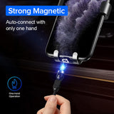 Magnetický kabel USB-C 1 m, úhlový, Maclean Energy  MCE474  v černé barvě, podporuje rychlé nabíjení 9 V/2 A, 5 V/3 A, nylonové opletení,