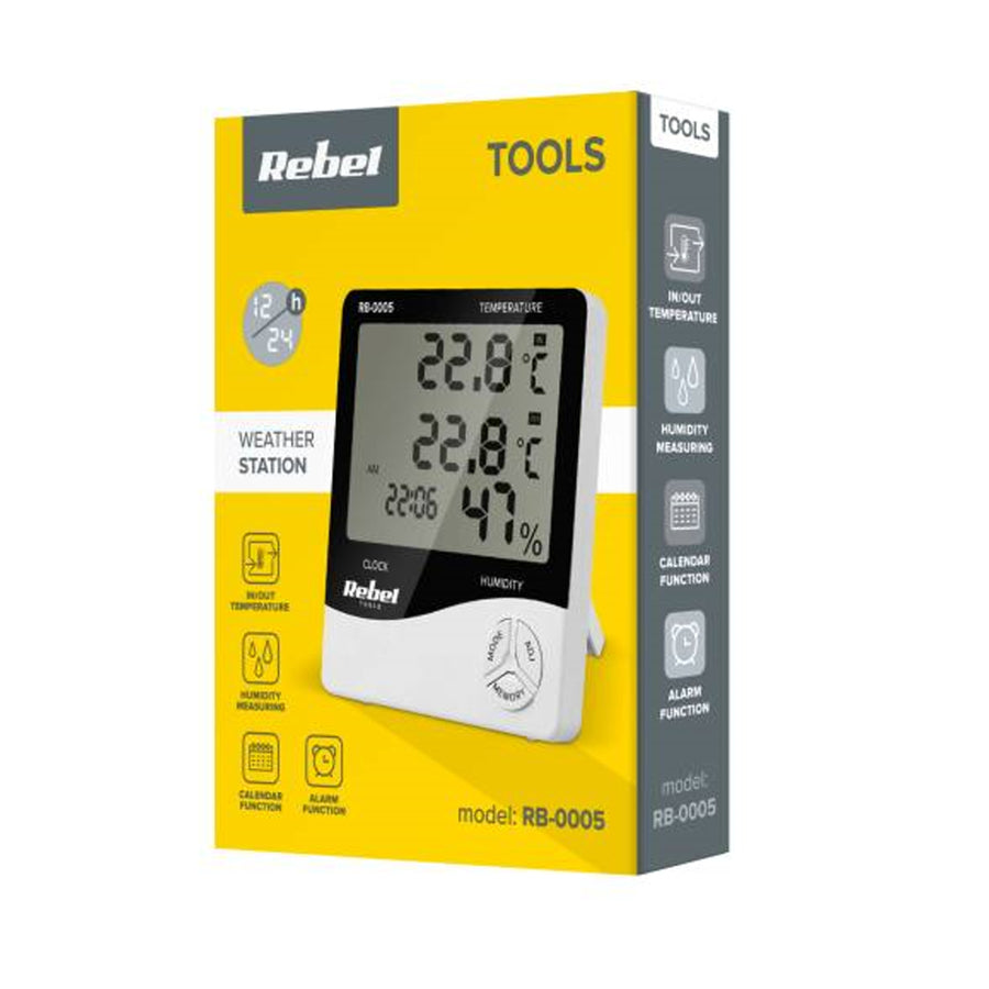 Domácí meteorologická stanice Rebel Tools RB-0005 s měřením vlhkosti