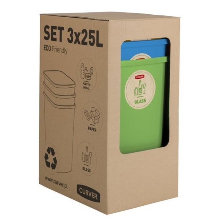 Sada třídících košů 3x25L Curver ECO Friendly se štítky