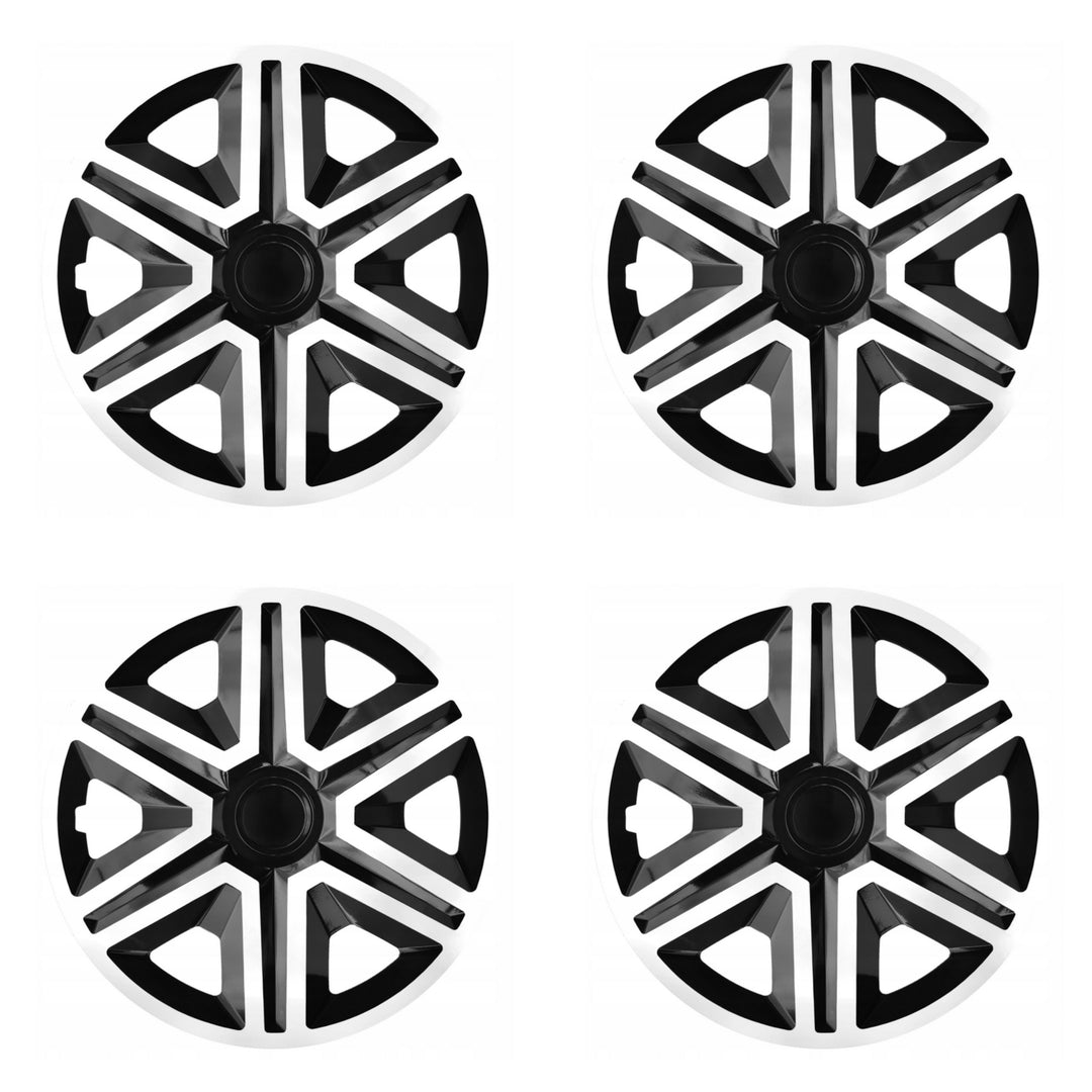 Poklice na kola 14" ACTION Doublecolor pro FORD, OPEL, FIAT, RENAULT, AUDI, SEAT, bílá / černá, 4 kusy