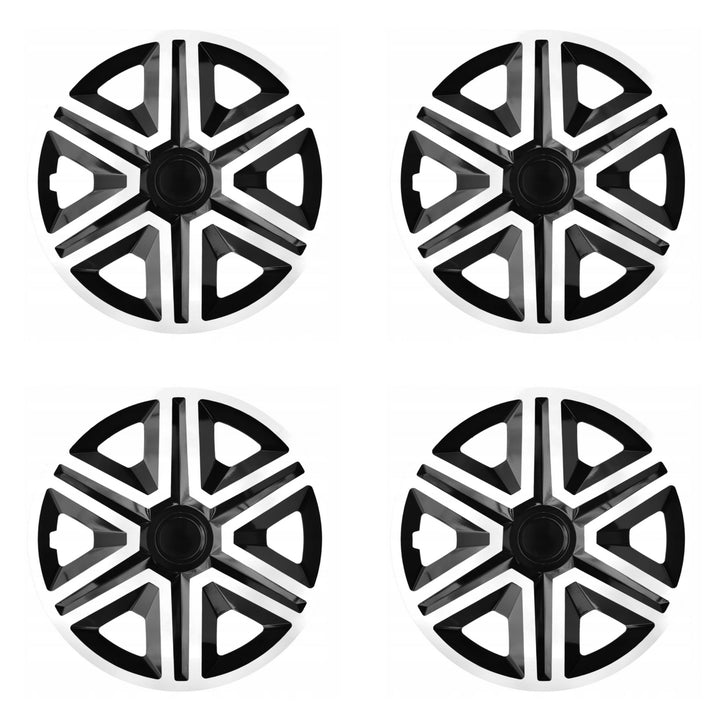 Poklice na kola 14" ACTION Doublecolor pro FORD, OPEL, FIAT, RENAULT, AUDI, SEAT, bílá / černá, 4 kusy