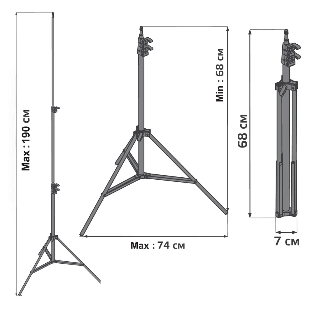 Stativ pro 12" prstencovou lampu Maclean MC-163 LED, maximální výška 190 cm, maximální zatížení 3 kg