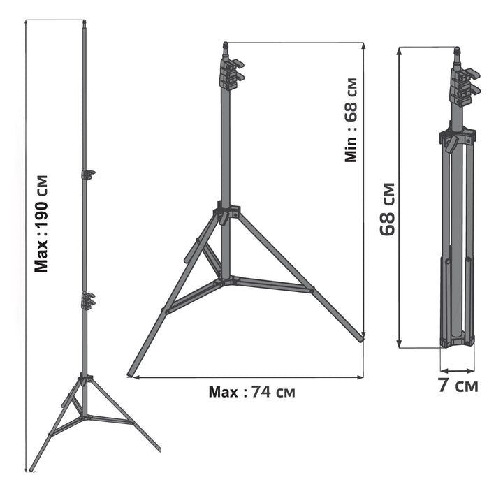 Stativ pro 12" prstencovou lampu Maclean MC-163 LED, maximální výška 190 cm, maximální zatížení 3 kg