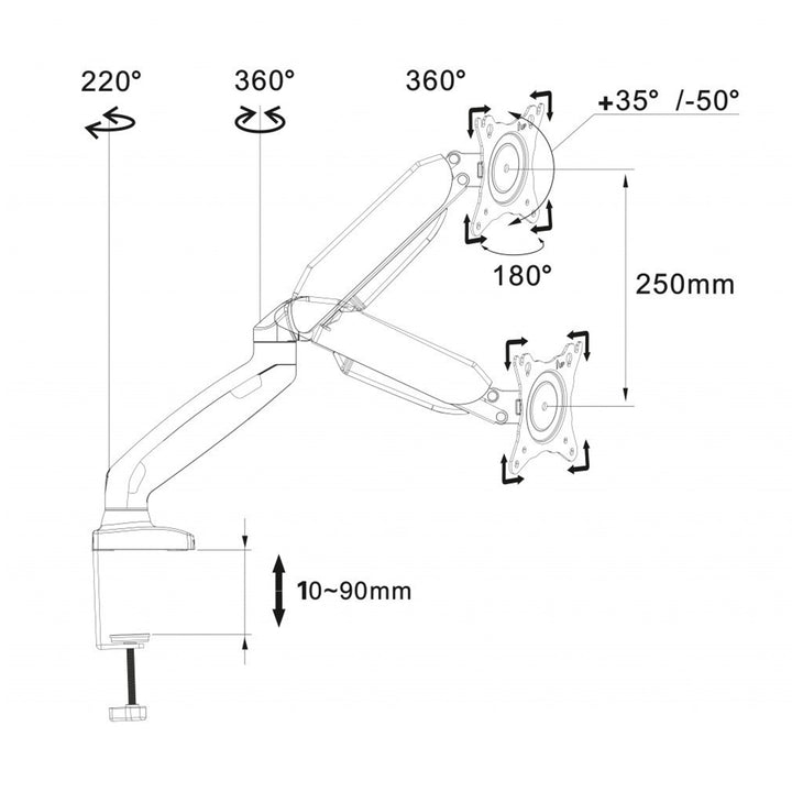 DRŽÁK NA STOLEK PRO LED LCD MONITOR USB 3.0 10-32 "Art L-17GD