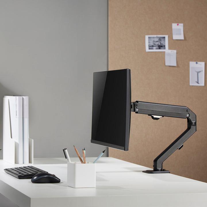 Maclean MC-906 1-komorový držák monitoru s plynovou pružinou 17-27'' stolní držák rameno monitoru otočné naklápěcí otočné VESA 75x75 100x100 do 7 kg