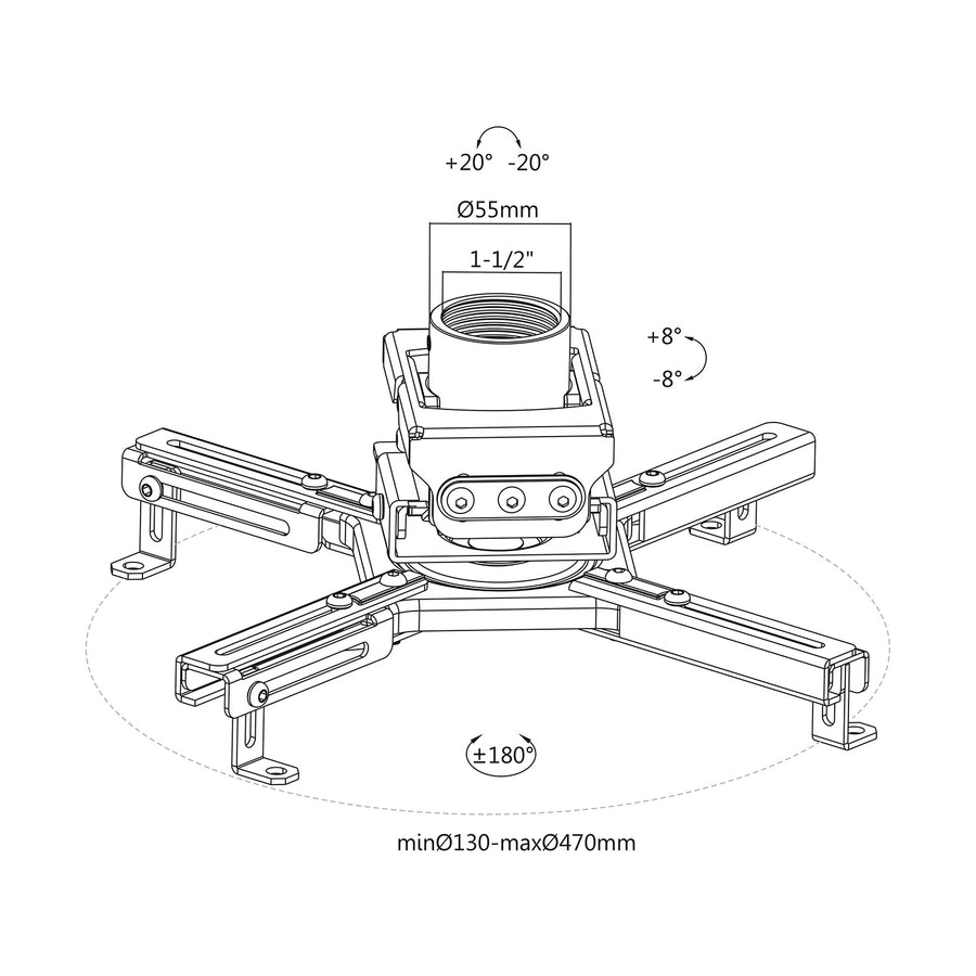 Maclean MC-913 Univerzální držák projektoru ocelový naklápěcí otočný 35 kg