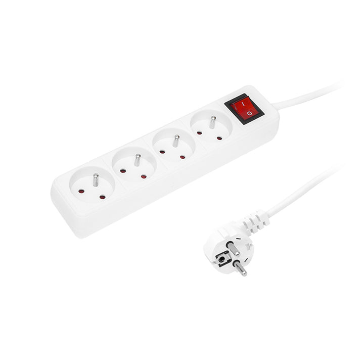 Prodlužovací kabel se 4 uzemněnými zásuvkami s vypínačem 1,5 m bílý PR-470wsp 3x1,5 mm Blow