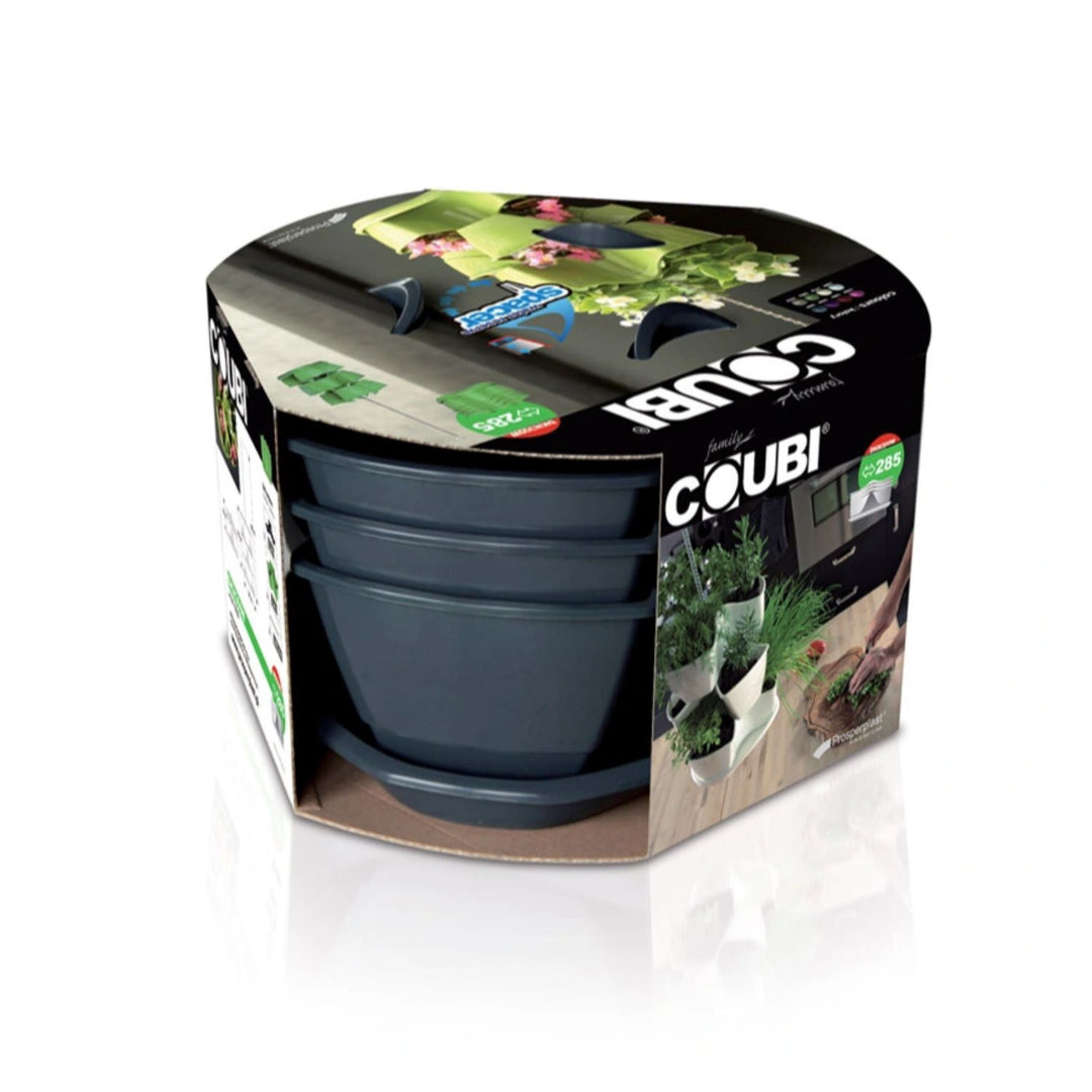 Trojitý kaskádový květináč na bylinky Coubi Herbal - antracit