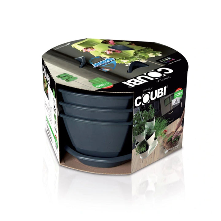Trojitý kaskádový květináč na bylinky Coubi Herbal - antracit