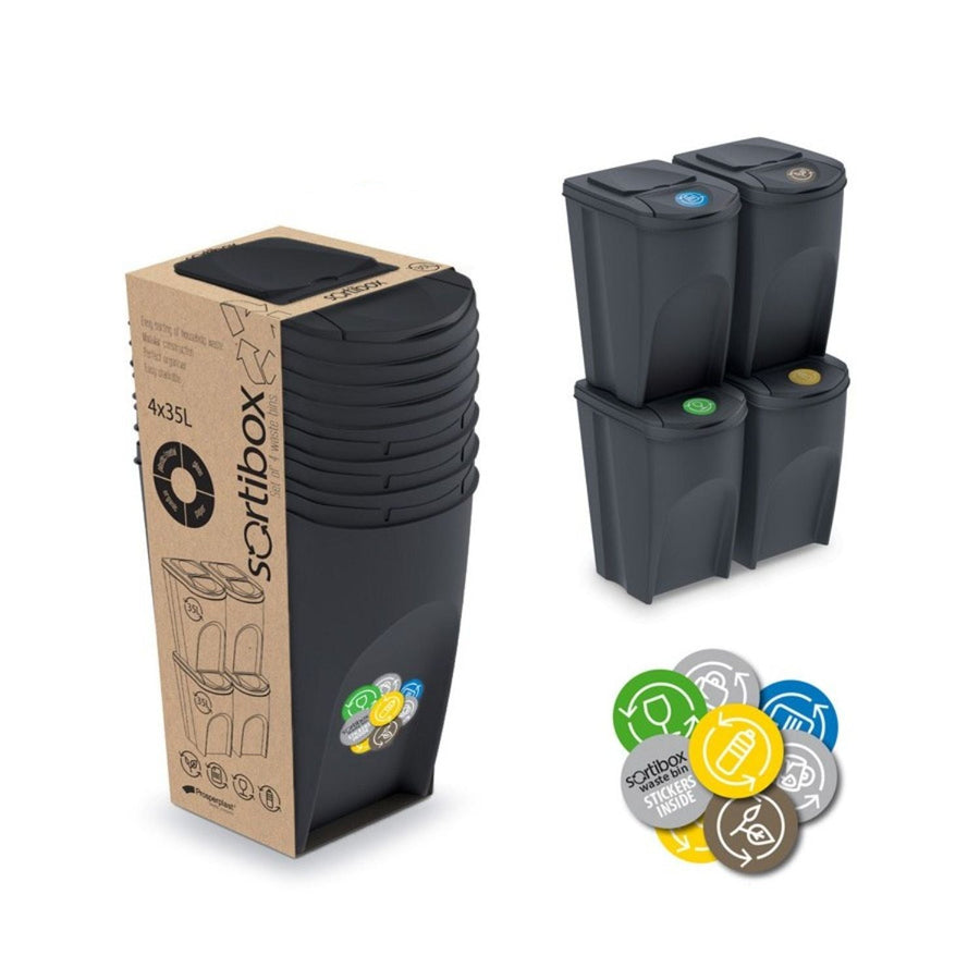 Sada segregačních košů 4x35L Sortibox IKWB35S4-S433 - antracit