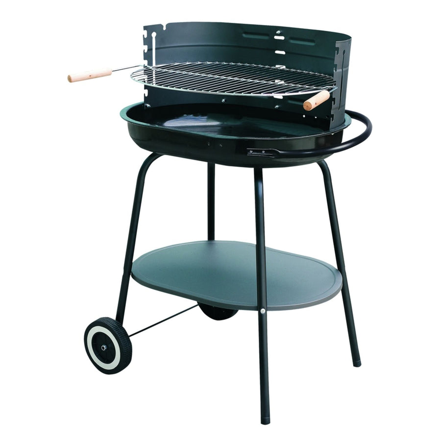 Master Grill MG942 - oválný gril na dřevěné uhlí 60 x 42 cm s kolečky, zahradní