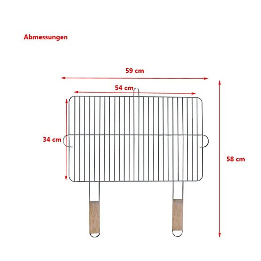 Grilovací rošt 54x34cm se 2 dřevěnými držadly, pochromovaný ocelový Master Grill MG255