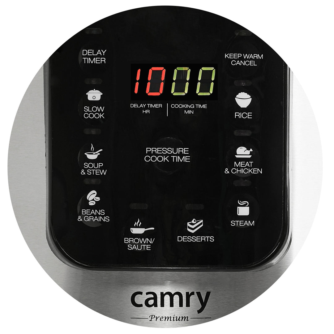 Multifunkční elektrický tlakový hrnec 6L , odnímatelná nepřilnavá pánev, 8 provozních režimů 1500 W Camry CR6409