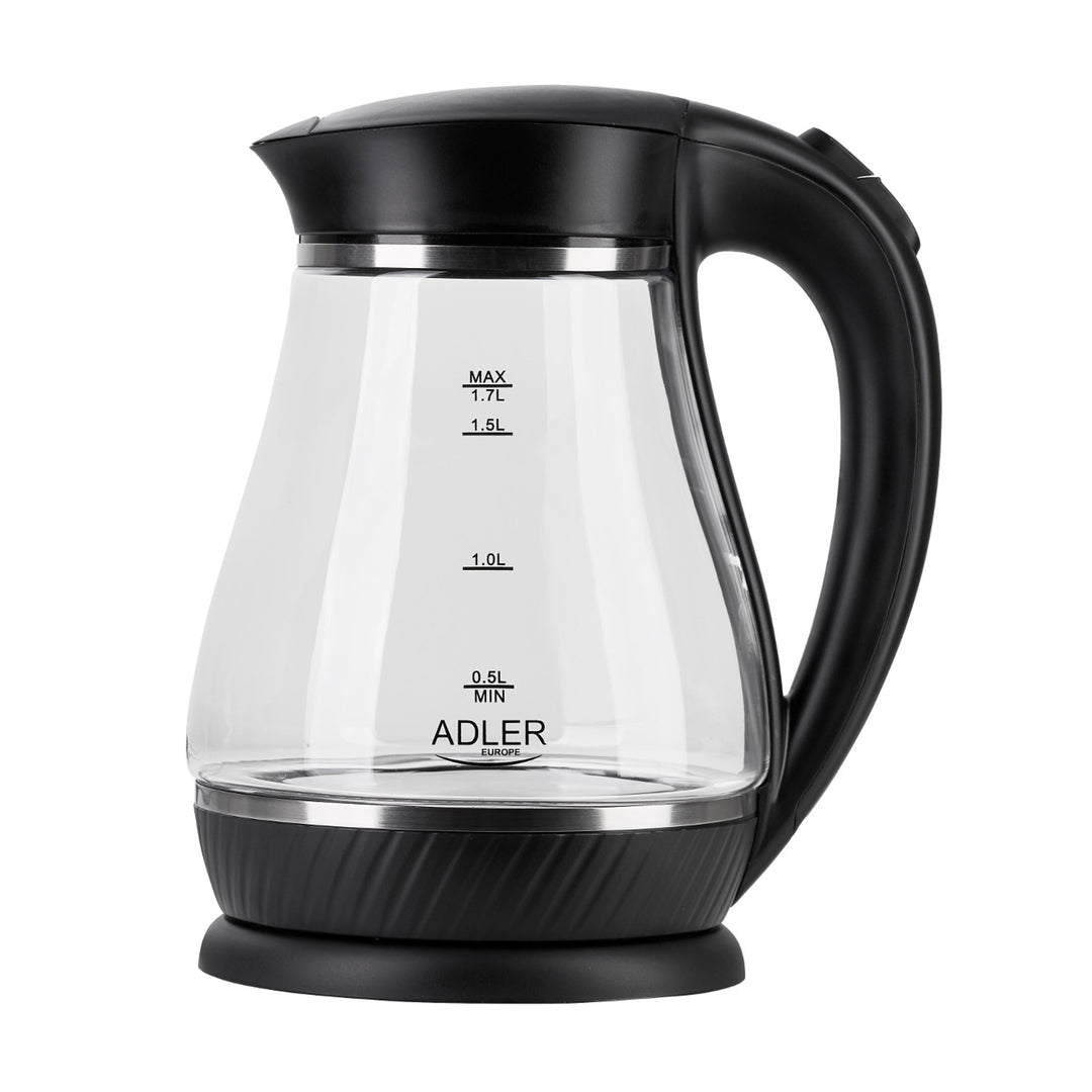 Skleněná konvice Adler AD 1274 černá kapacita 1,7 l, výkon 2200W