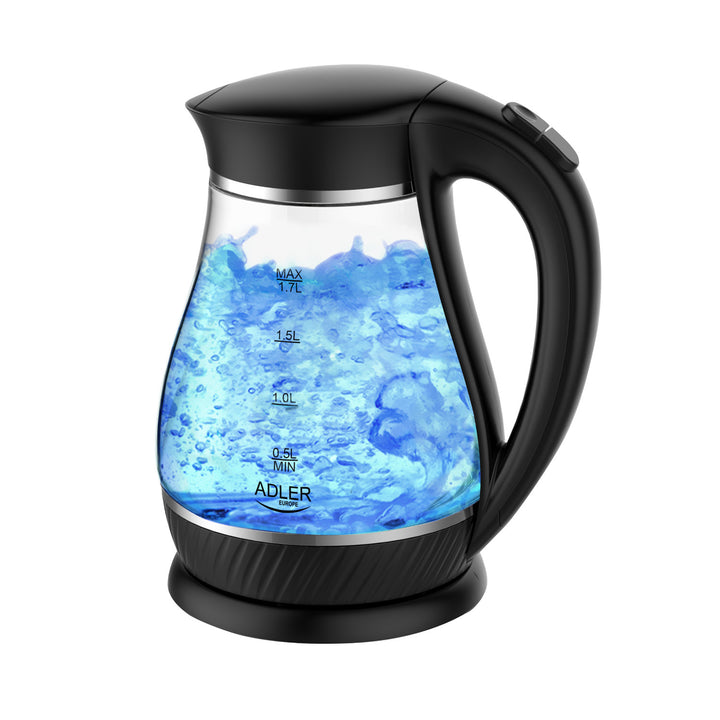 Skleněná konvice Adler AD 1274 černá kapacita 1,7 l, výkon 2200W