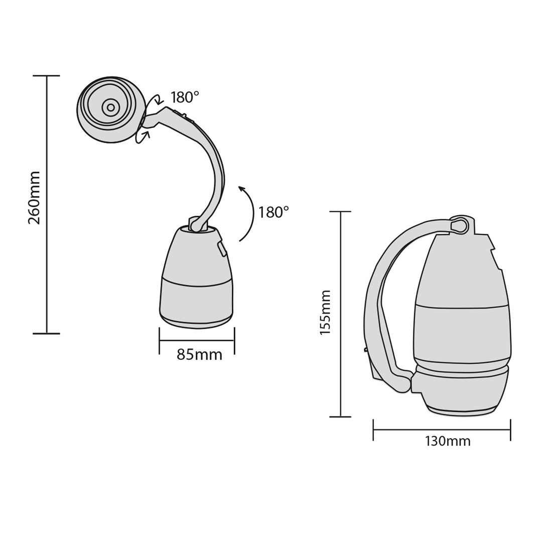 Maclean MC294 3v1 LED lampa kempovací 3 režimy svícení 1W 60-200LM studená bílá 6000K IP20 (na baterie: 3xAA 1,5V)