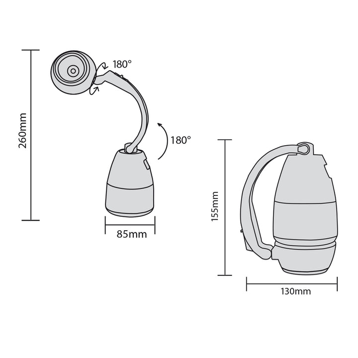 Maclean MCE298 3v1 LED lampa skládací venkovní 3 světelné režimy 1W 60-200LM studená bílá 6000K IP20 (vestavěná baterie 1500mAh / funkce powerbanky)