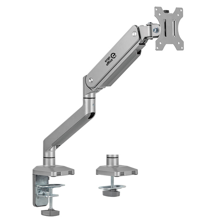 Stojan na monitor Ergo Office, dvojité rameno, odpružený, 17"-32", stříbrný, ER-447