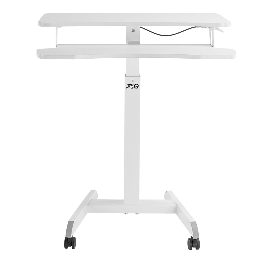 Mobilní pracovní stanice s nastavitelnou výškou a dvojitou plošinou Ergo Office, pro práci vestoje, bílá max. 8 kg, max. výška 1200 mm, ER-444 W