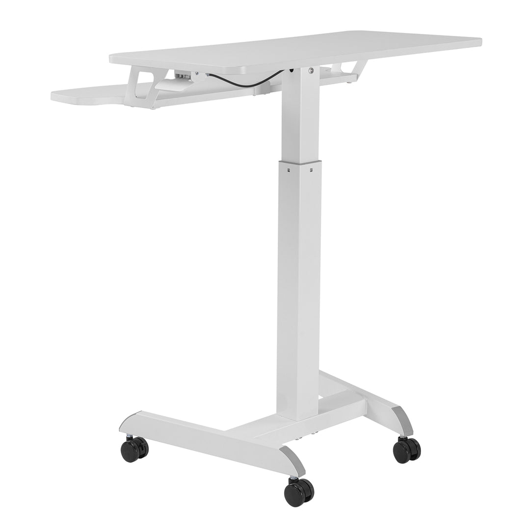 Mobilní pracovní stanice s nastavitelnou výškou a dvojitou plošinou Ergo Office, pro práci vestoje, bílá max. 8 kg, max. výška 1200 mm, ER-444 W