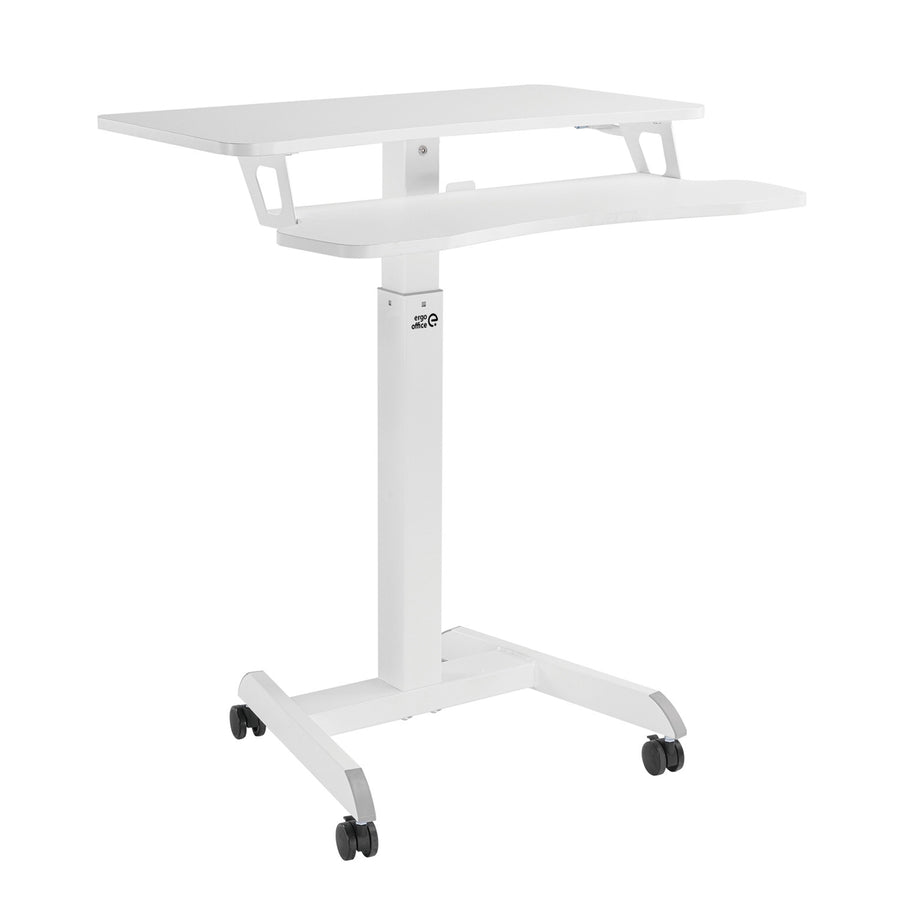 Mobilní pracovní stanice s nastavitelnou výškou a dvojitou plošinou Ergo Office, pro práci vestoje, bílá max. 8 kg, max. výška 1200 mm, ER-444 W
