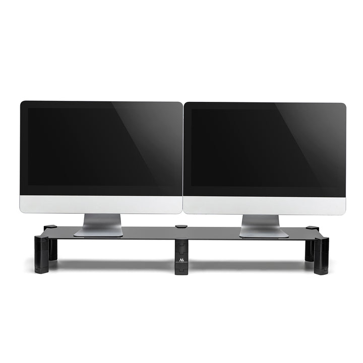 Stojan pro dva monitory - dvojitý Maclean, max. 20 kg, tvrzené sklo, (1029x285x127 mm), MC-936